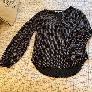 Balloon sleeve black and white polka dot Loft blouse